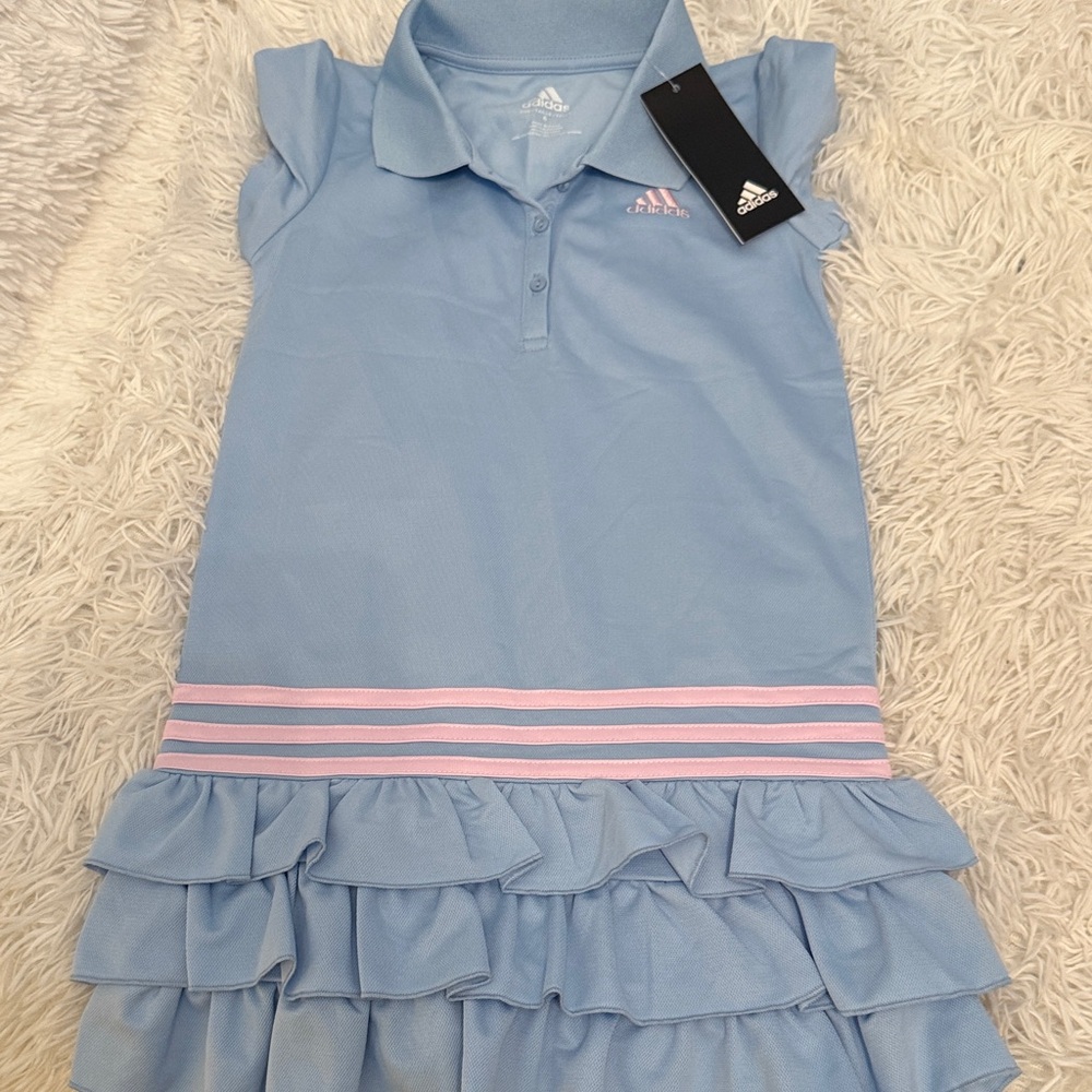 Adidas Light Blue Dress with Pink Stripes